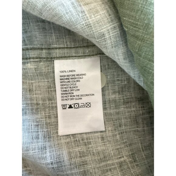Tommy Bahama Mens Green Linen Button-Up Shirt XL Short Sleeve Camp Collar Summer - Picture 5 of 5
